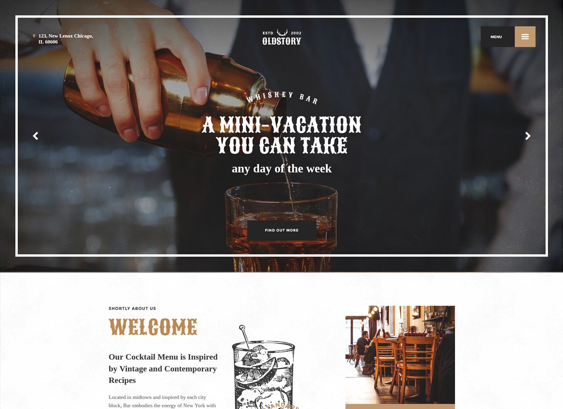 OldStory - Bar à Whisky | Pub | Thème WordPress Restaurant