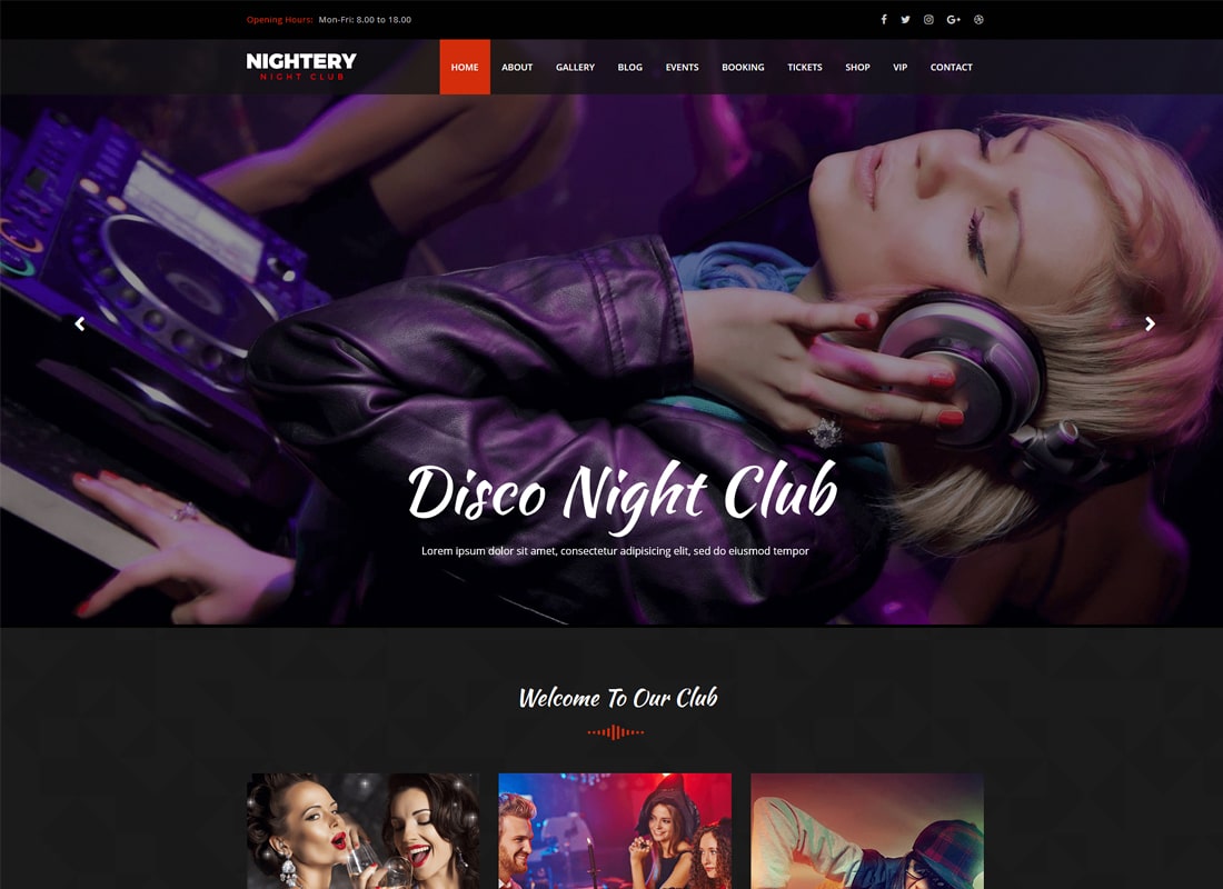 Nightery - Thème WordPress pour club de nuit