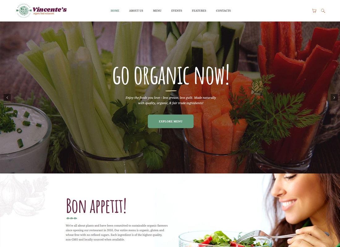 De Vincente | Thème WordPress pour restaurant d'aliments biologiques