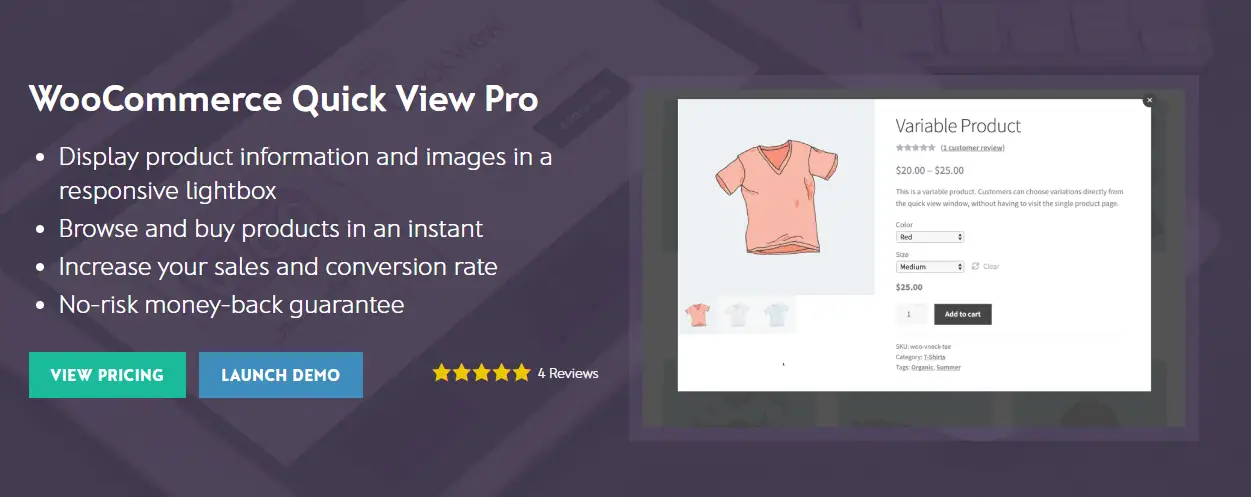 WooCommerce Quick View Pro pour afficher des informations sur le produit mieux 1