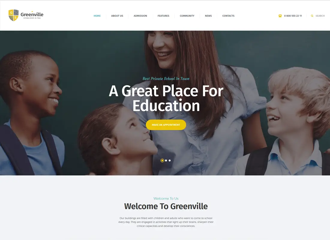 Greenville | Un thème WordPress pour une école privée