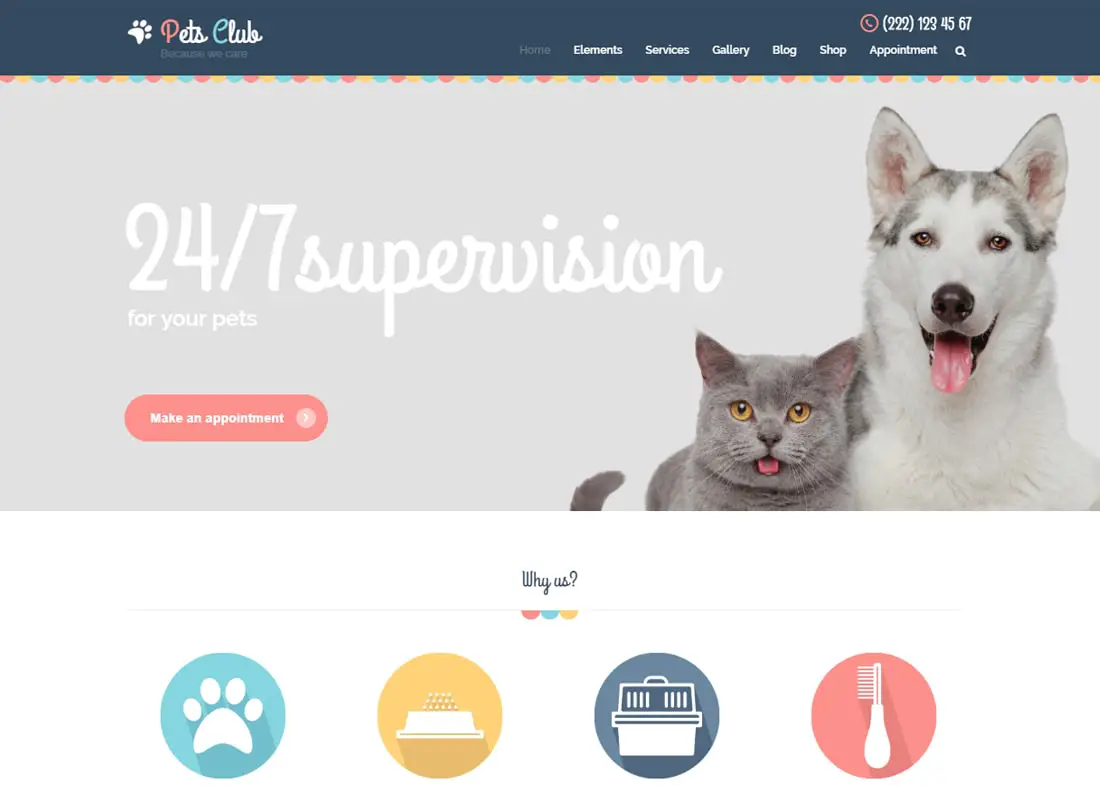 Pets Club - Thème WordPress pour soin des animaux, Shop & Veterinary