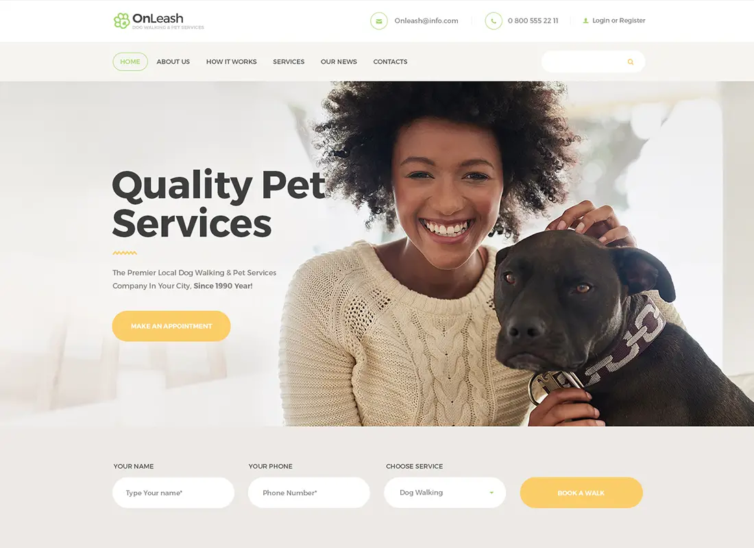 OnLeash - Thème WordPress pour chiens et chiens