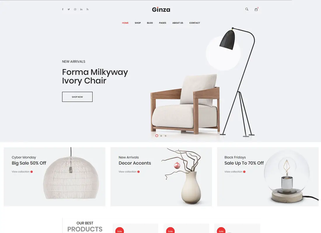 Ginza | Thème de meubles pour le thème WordPress WooCommerce