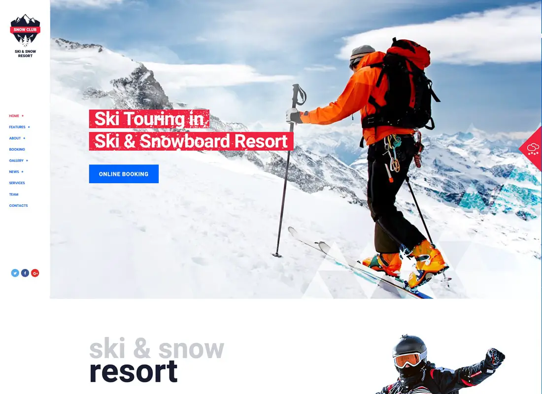 Club de neige | Thème WordPress pour station de ski et cours de snowboard