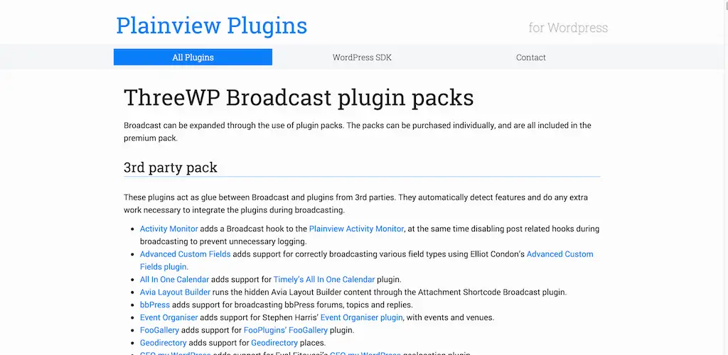 Le plug-in de diffusion ThreeWP emballe les plug-ins Plainview