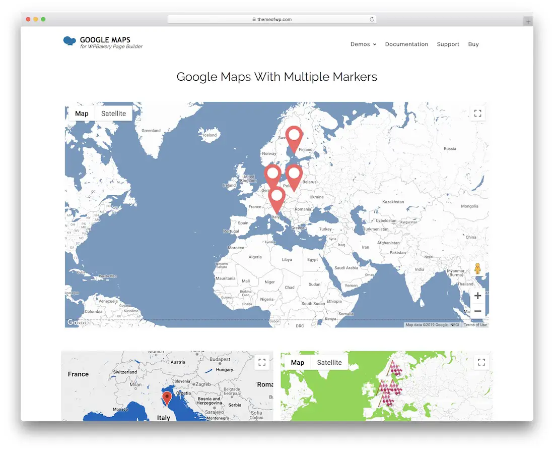 Google Maps-avec plusieurs marqueurs addon pour wpbakery