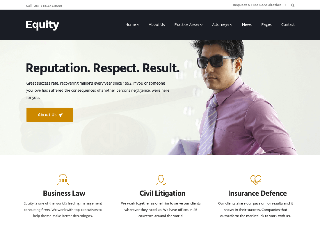 Equity WordPress Theme for Law Sites Web