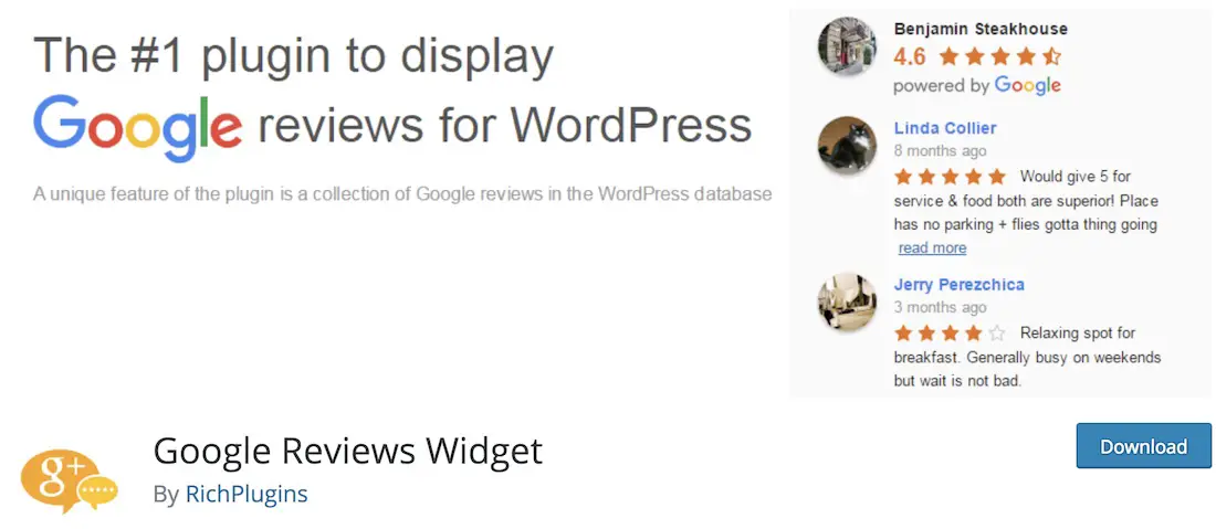 widget google critiques plugin wordpress
