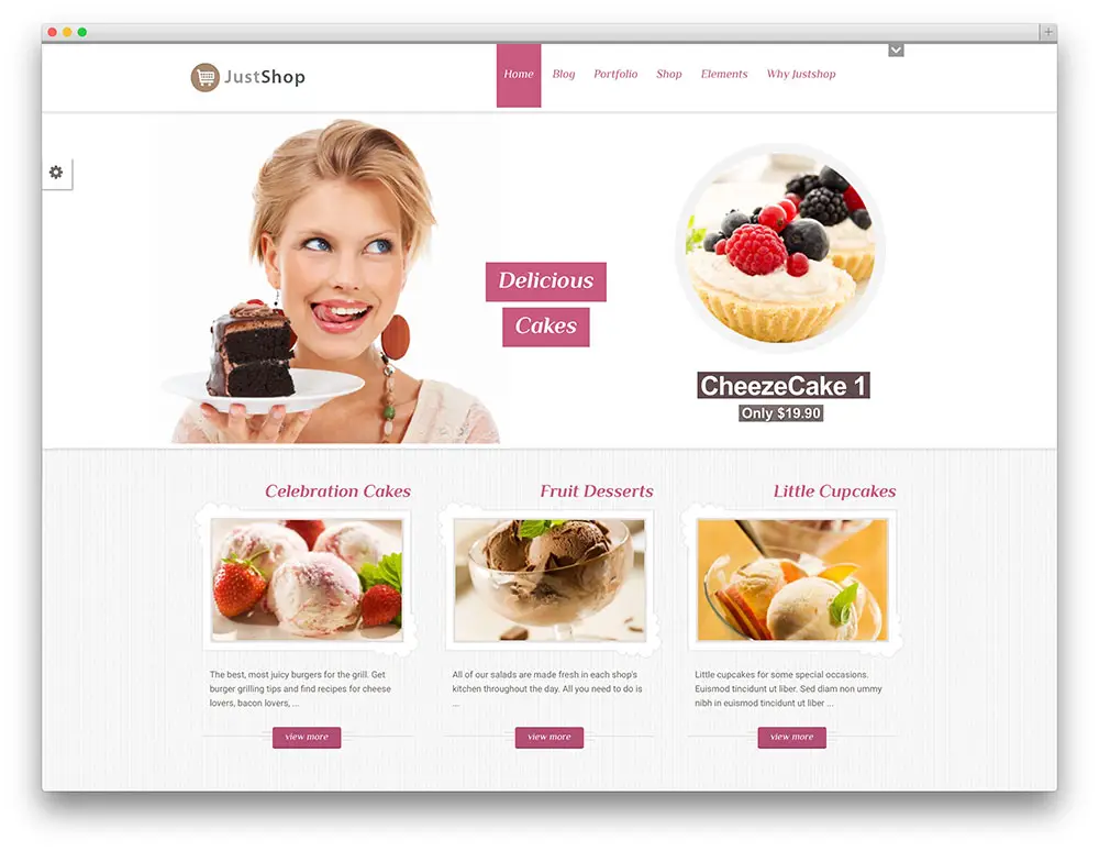 modèle WordPress justshop boulangerie