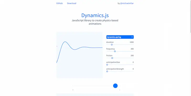 Dynamics.js - Bibliothèque JavaScript pour créer des animations basées sur la physique