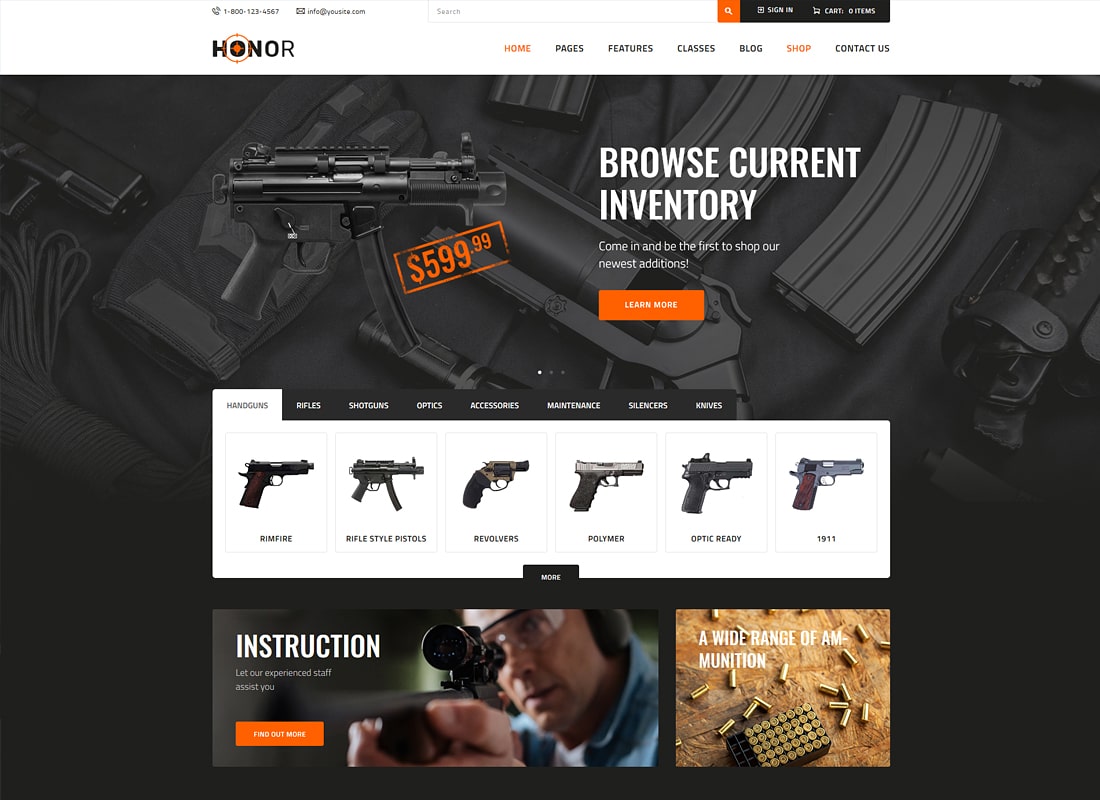 L'honneur | Thème WordPress pour Club de tir et magasin d'armes