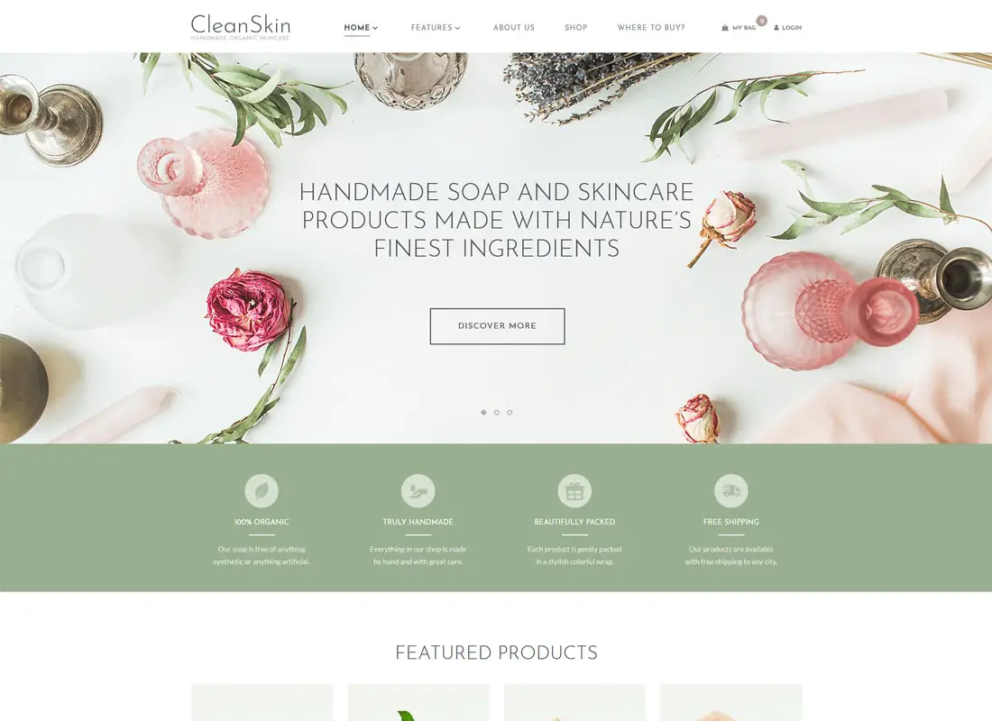 CleanSkin | Thème WordPress de la boutique de savons bio et de produits cosmétiques faits à la main