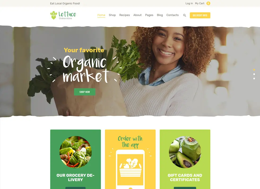Laitue | Thème WordPress pour aliments biologiques et produits écologiques
