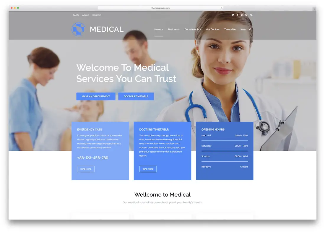 modèle de site Web médical réactif