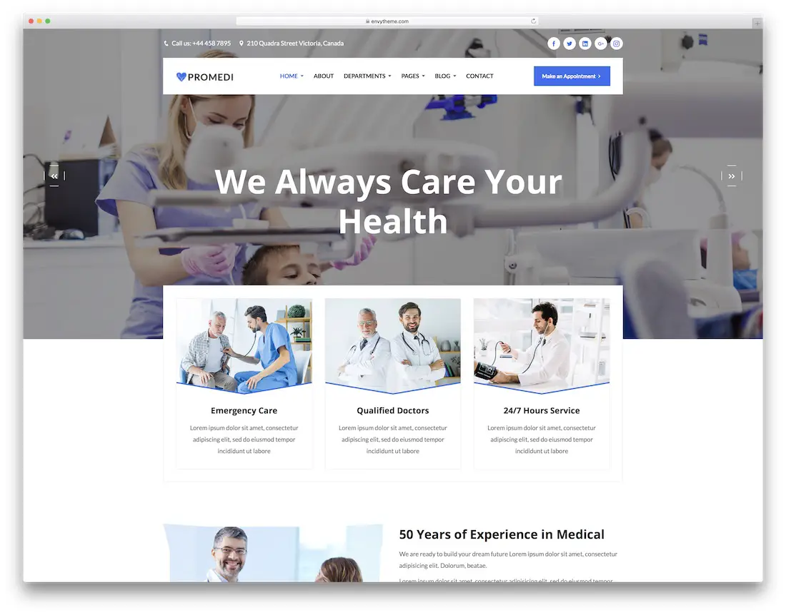 modèle de site Web médical promedi html5