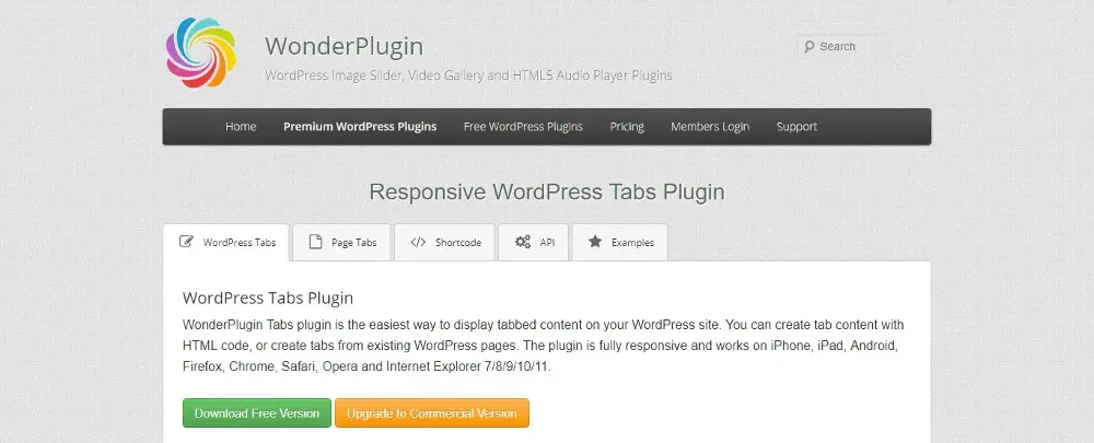Plugin d'onglet WordPress réactif