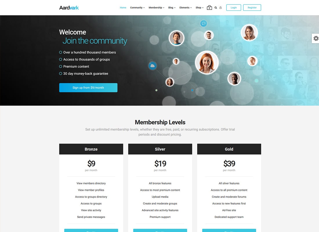 Aardvark | Communauté, Adhésion, Thème BuddyPress WordPress