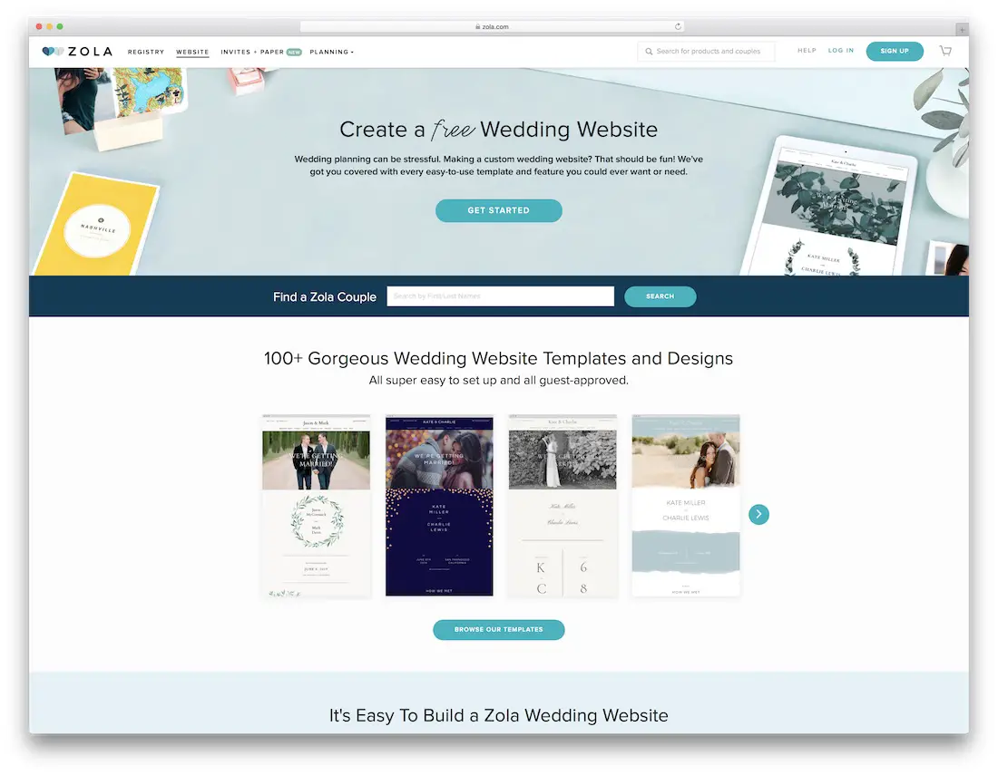 constructeur de site web de mariage zola