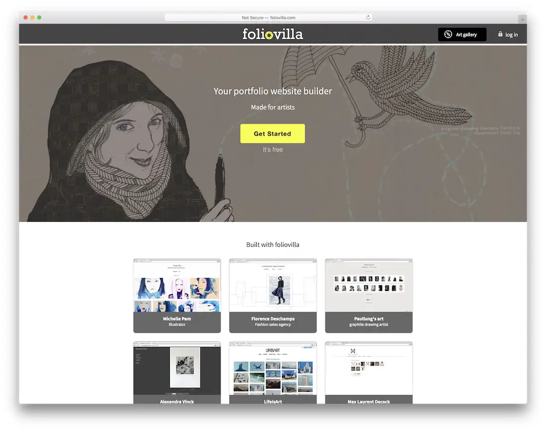 site web foliovilla pour artistes