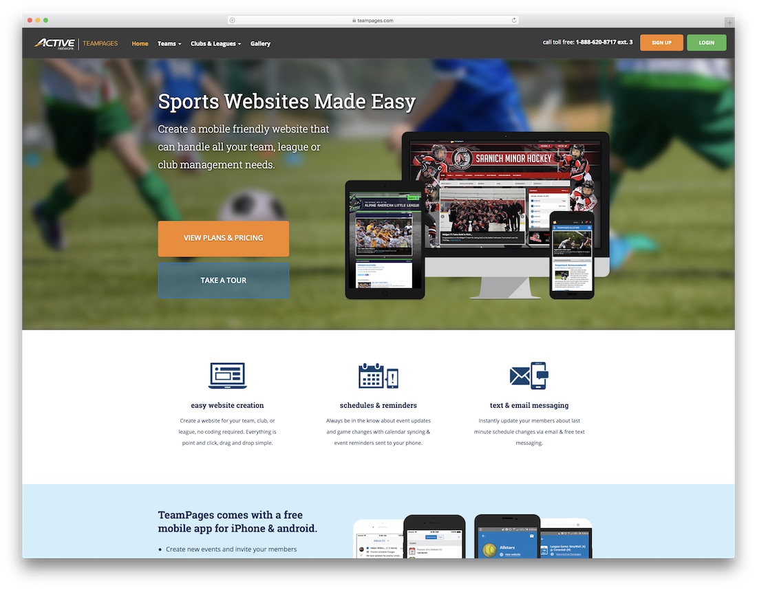 teampages sports constructeur de site web