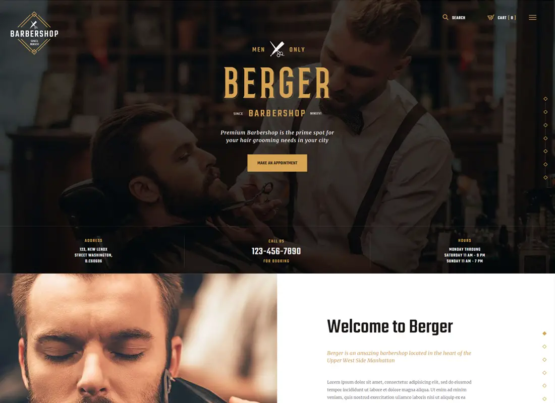 Berger | Barbershop & Tattoo Thème WordPress