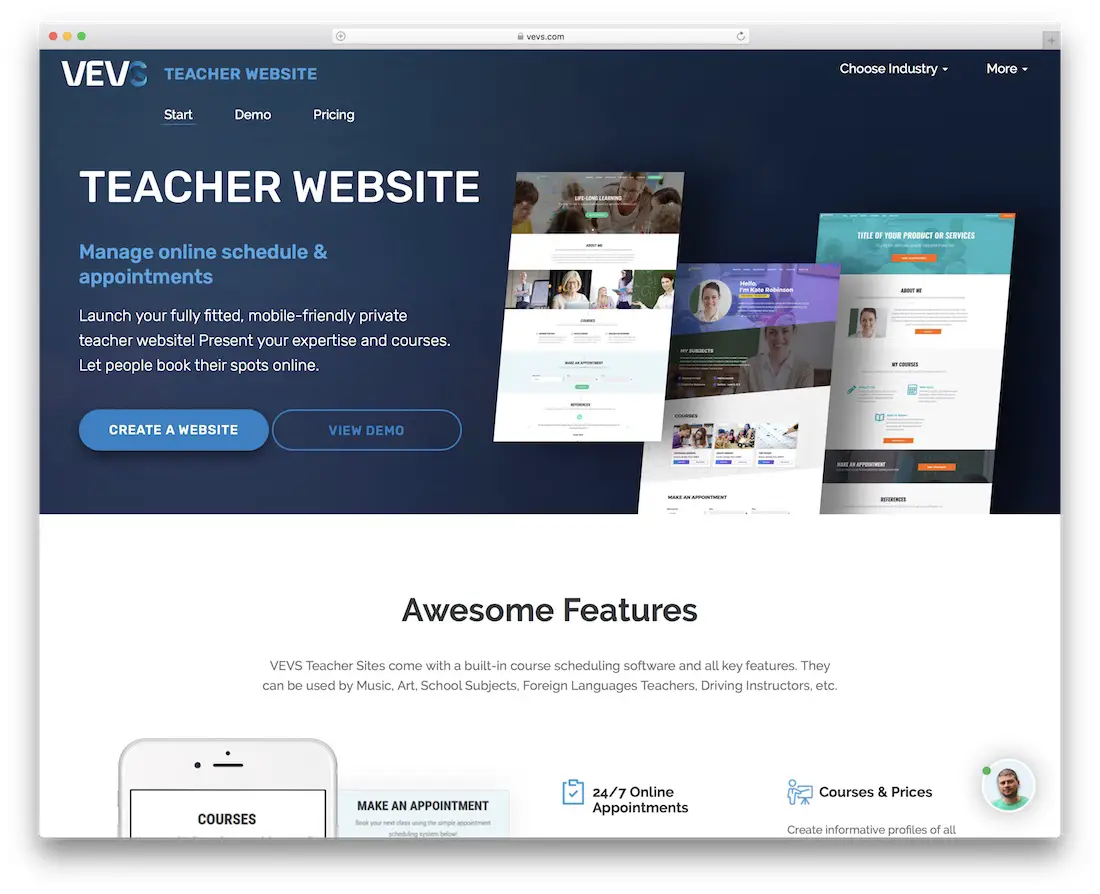 vevs école et constructeur de site web enseignant