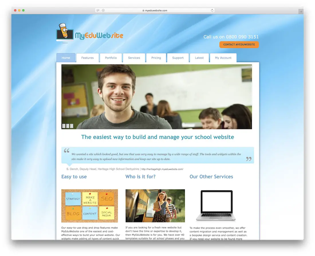 myeduwebsite school et constructeur de site internet pour enseignants