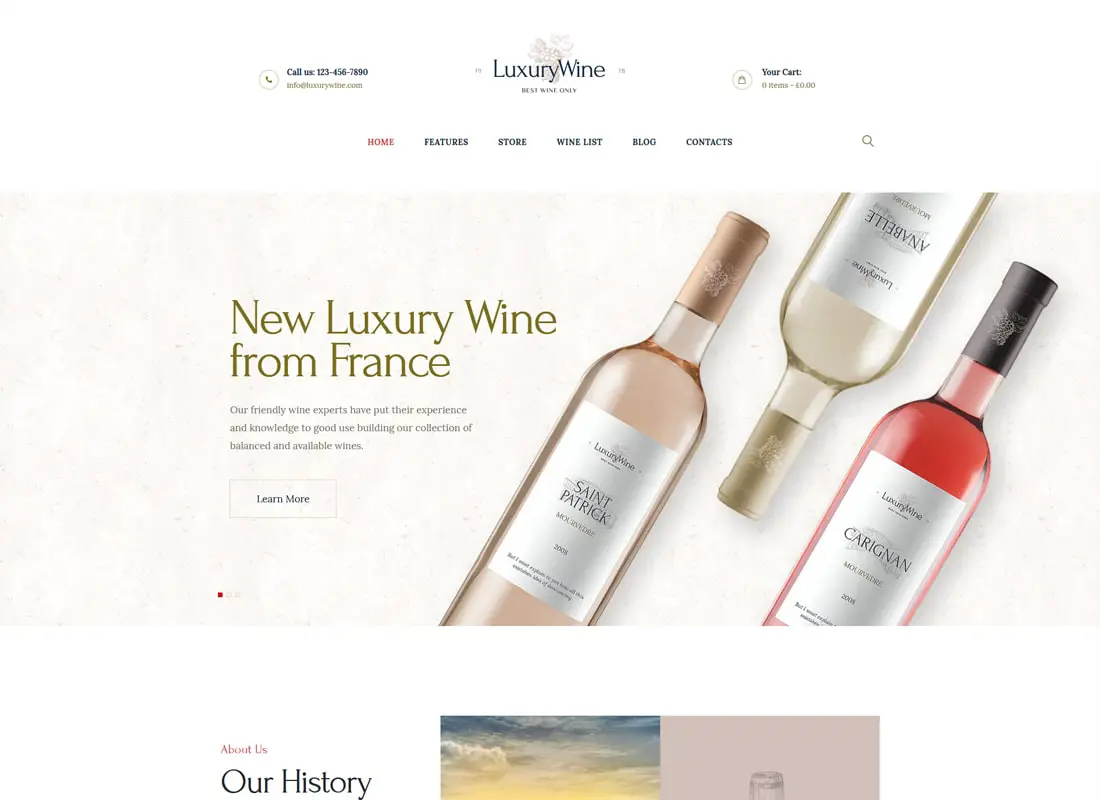 Vin de luxe | Wine House, Winery & Wine Shop Thème WordPress