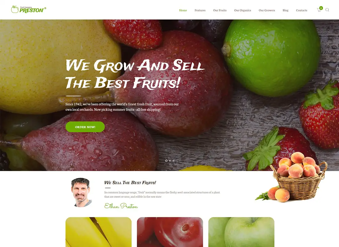 Preston | Thème WordPress pour entreprise fruitière et agriculture biologique