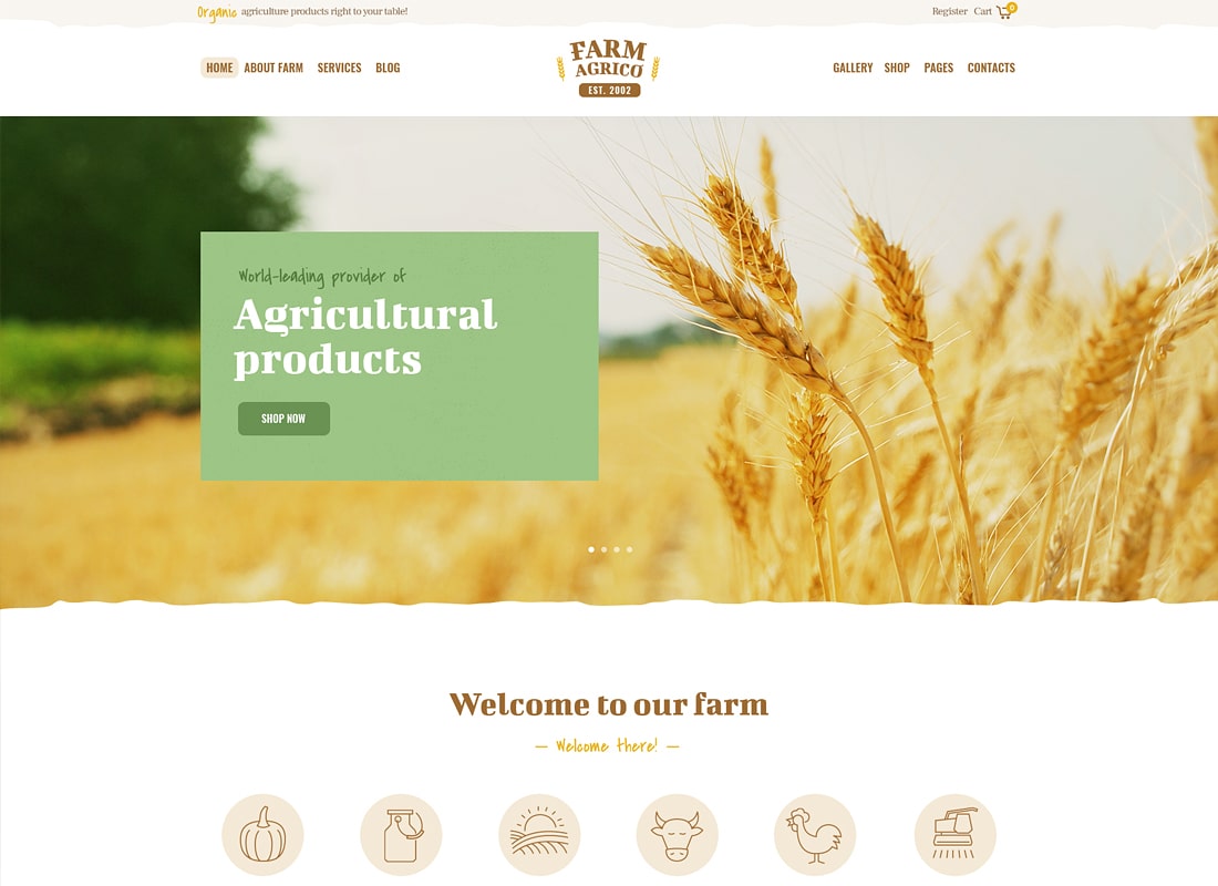 Ferme Agrico | Thème WordPress pour le secteur agricole