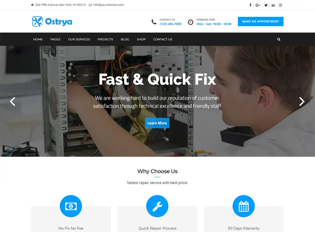 Ostrya Computer Repair Thèmes WordPress