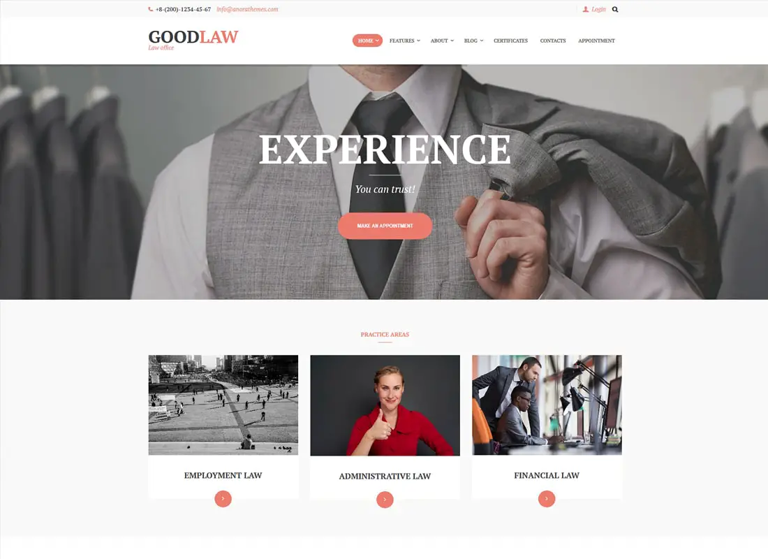 GoodLaw | Un thème WordPress pour avocats et conseillers juridiques
