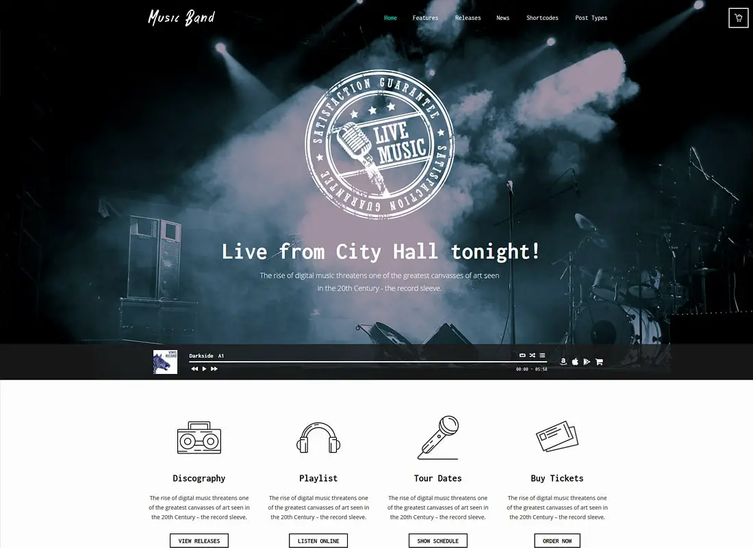 Thème WordPress de l'événement Music Band Live et Music Club