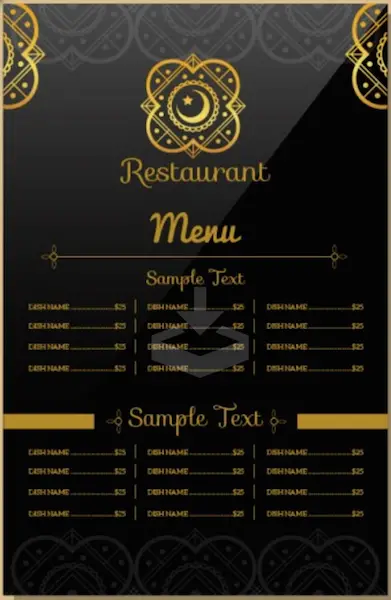 Modèle de menu de restaurant indien