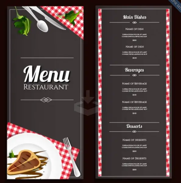 Modèle de menu de restaurant simple