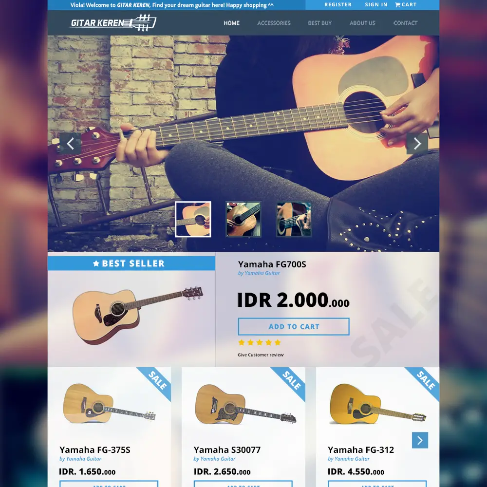 Modèle de commerce électronique PSD gratuit Gitar Keren