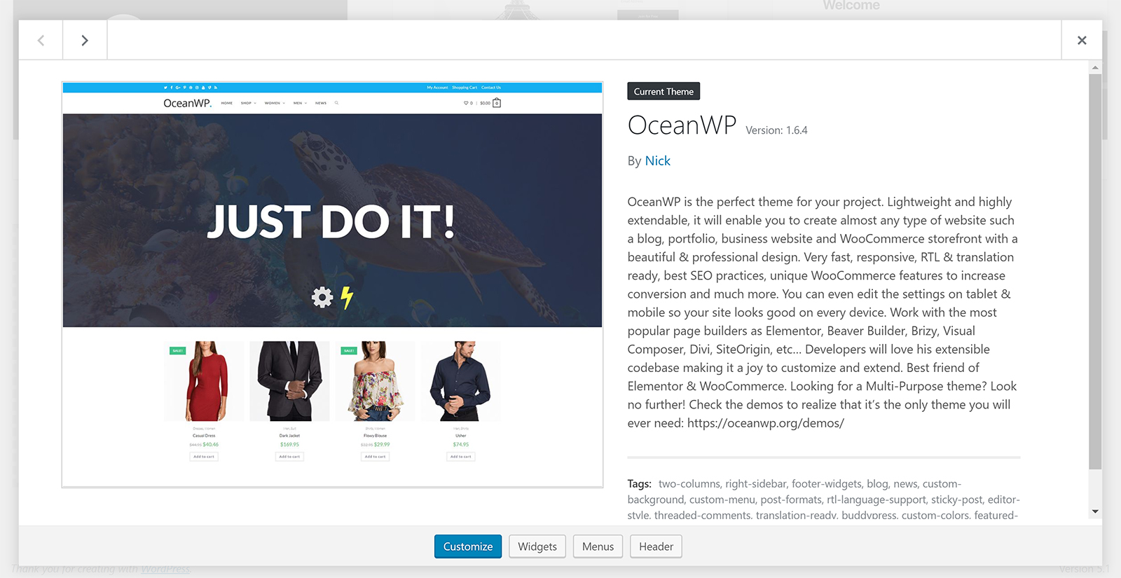 OceanWP Thème WordPress