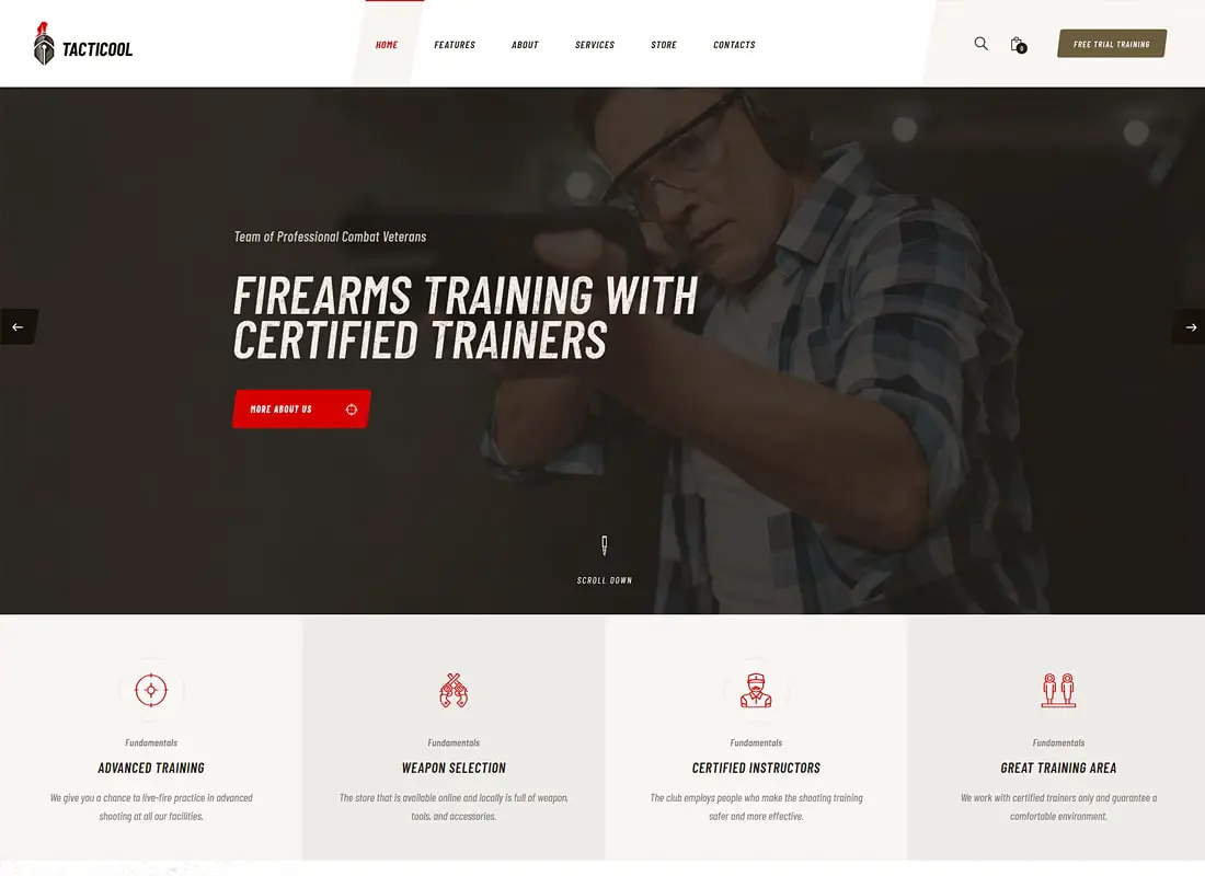Tacticool | Thème WordPress pour champ de tir et magasin d'armes à feu