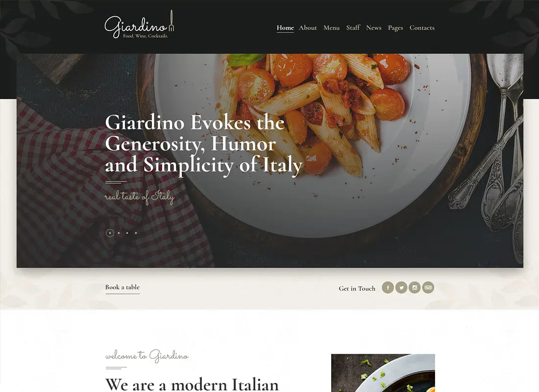 Giardino | Un thème WordPress pour un restaurant italien et un café