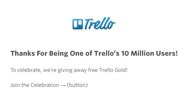 Un exemple de courrier électronique de remerciement de la part de Trello