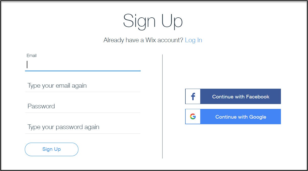 Créez un site Web avec Wix en vous inscrivant à un compte