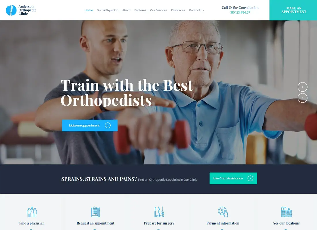 Anderson | Thème WordPress du centre médical et de la clinique orthopédique