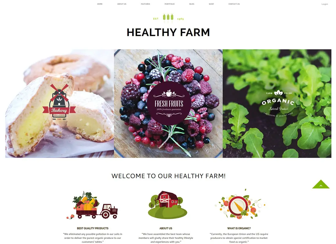 Ferme saine | Thème WordPress pour l'alimentation et l'agriculture