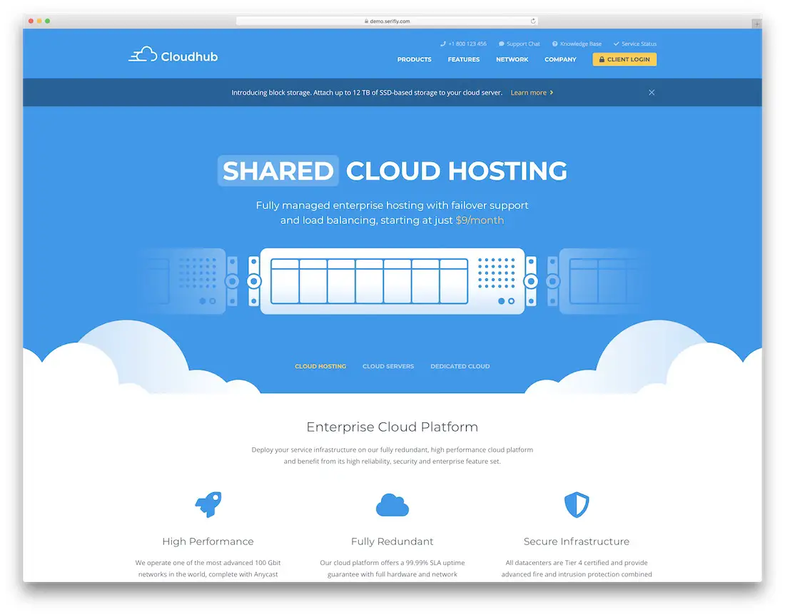 modèle de site web amical cloudhub mobile
