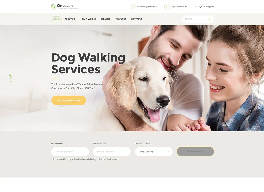 En location | Thème WordPress pour chiens et services aux animaux domestiques