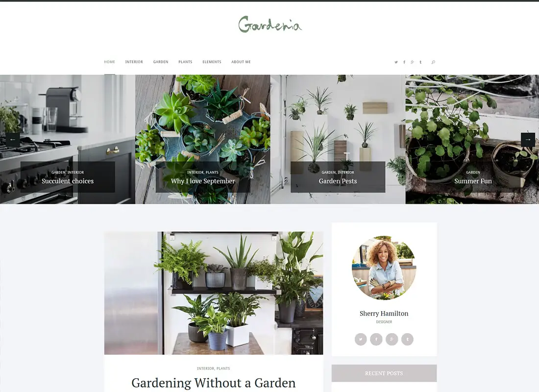 Gardenia | Un thème personnel de WordPress de jardinage élégant