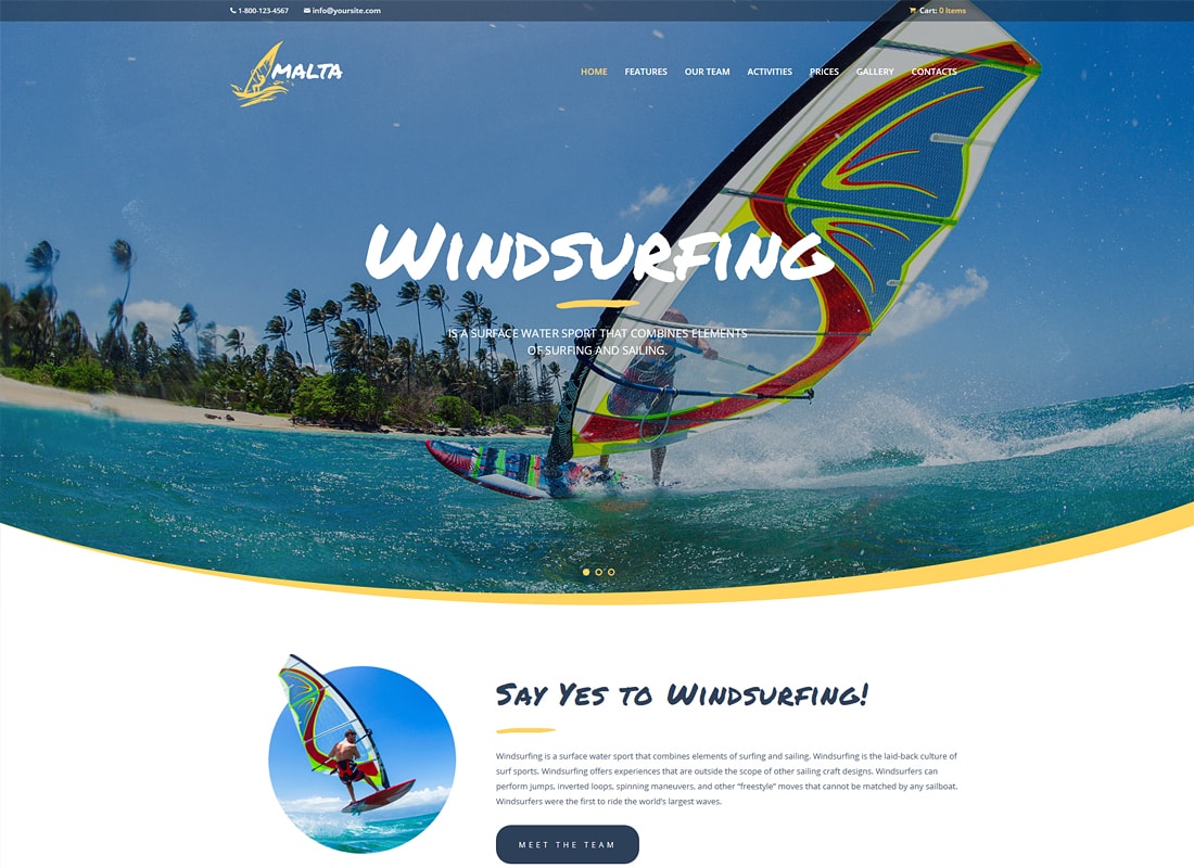 Malte | Centre de windsurf, kitesurf et wakesurf Thème WordPress