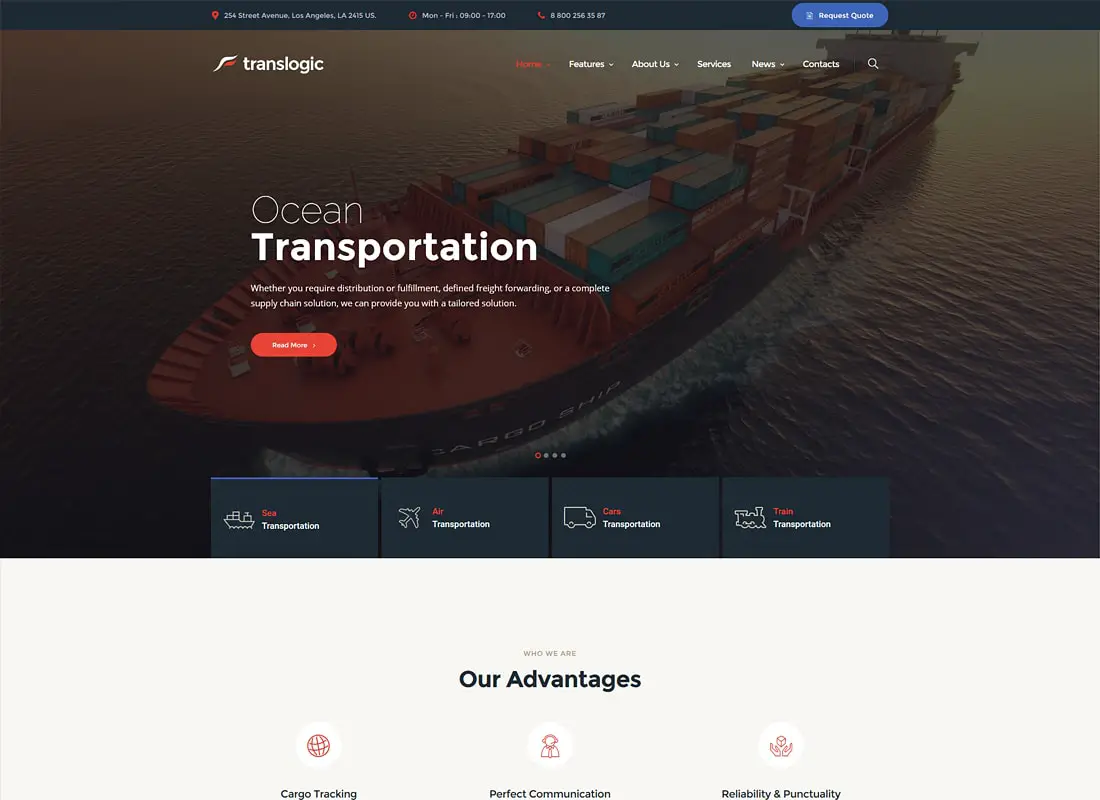 Translogic | Thème WordPress pour la logistique et le transport