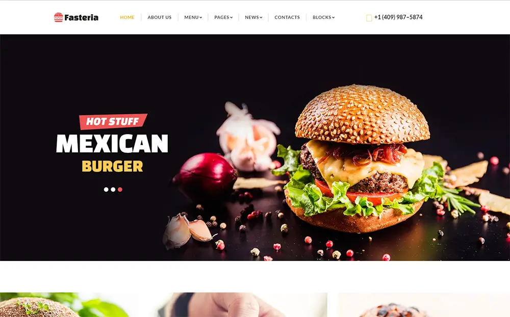 Modèle de site Web prêt à l'emploi pour les restaurants alimentaires 